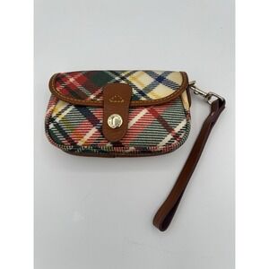 Dooney & Bourke White Tartan Plaid Flap Wristlet M0081847